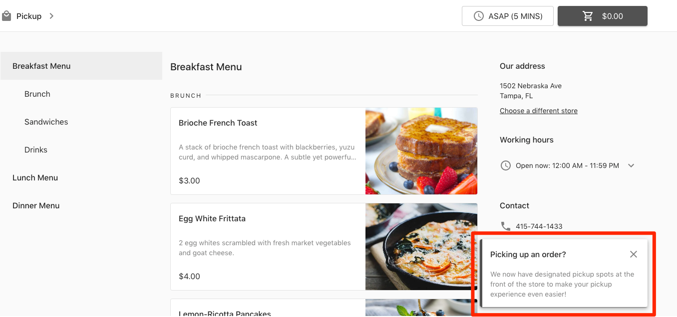 Online Ordering XT: Notifications