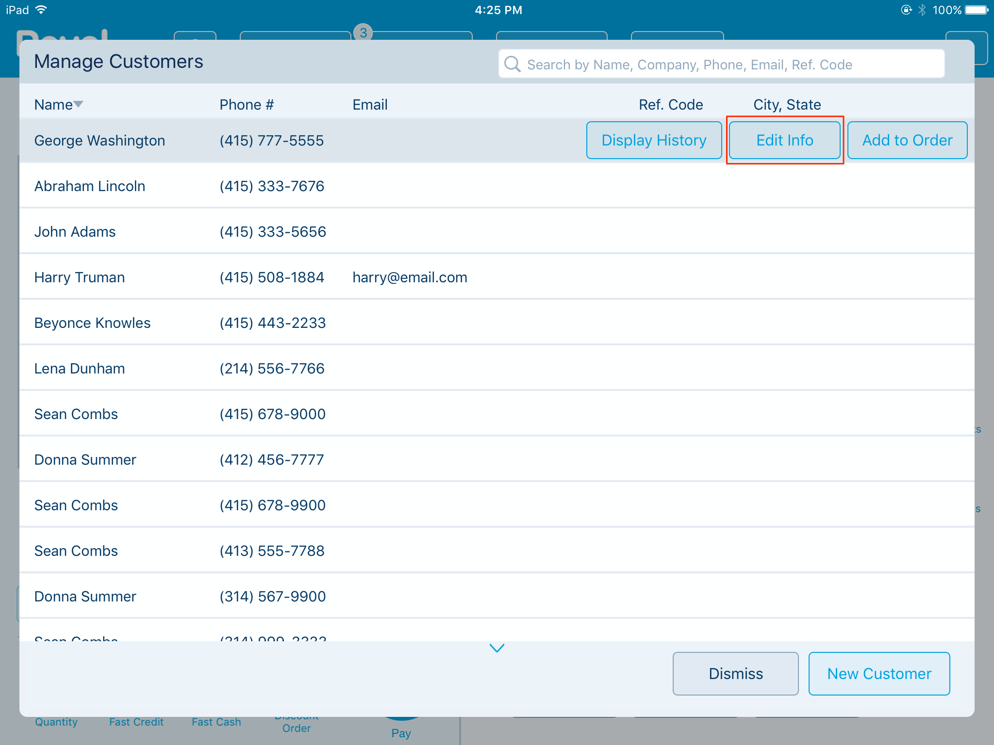 House Accounts Individual Point of Sale