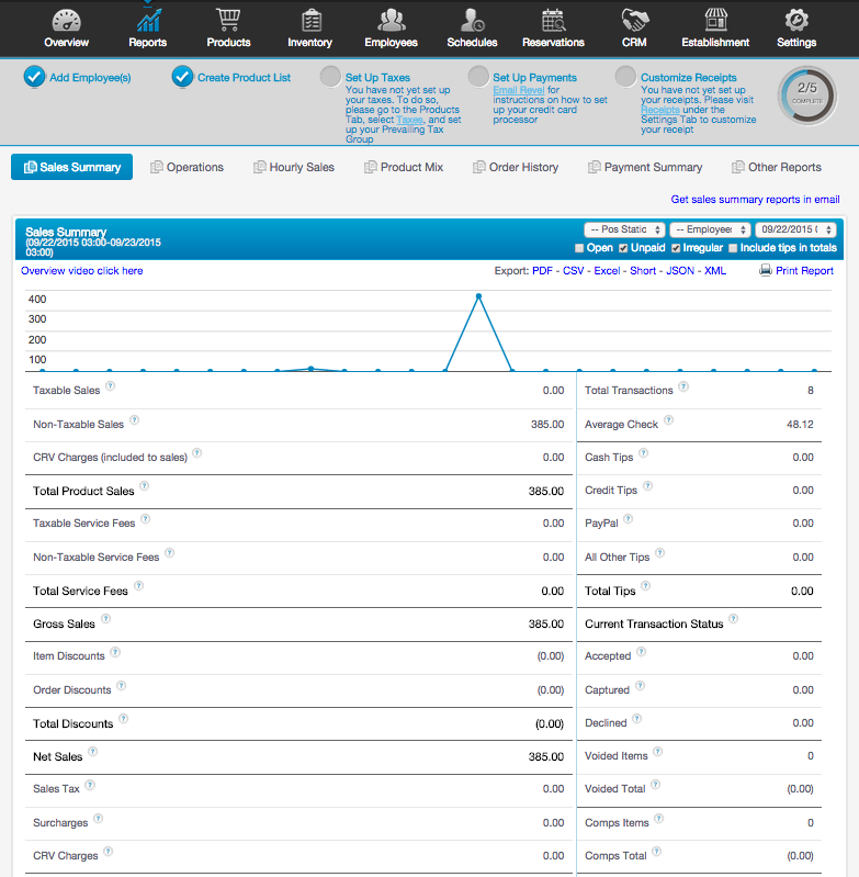 Reports Sales Summary QBO