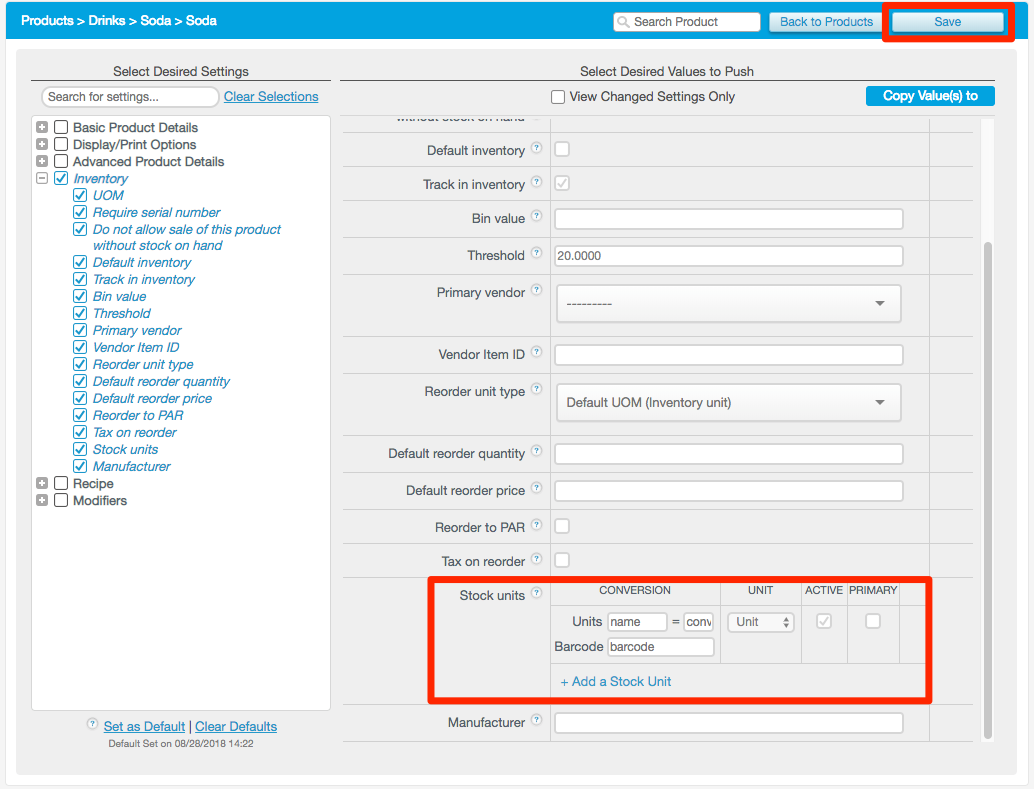 Inventory Stock Unit Conversions